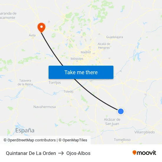 Quintanar De La Orden to Ojos-Albos map