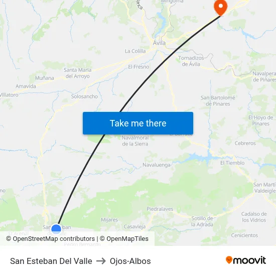 San Esteban Del Valle to Ojos-Albos map