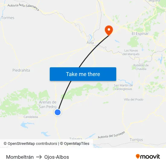 Mombeltrán to Ojos-Albos map