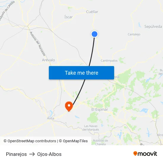 Pinarejos to Ojos-Albos map