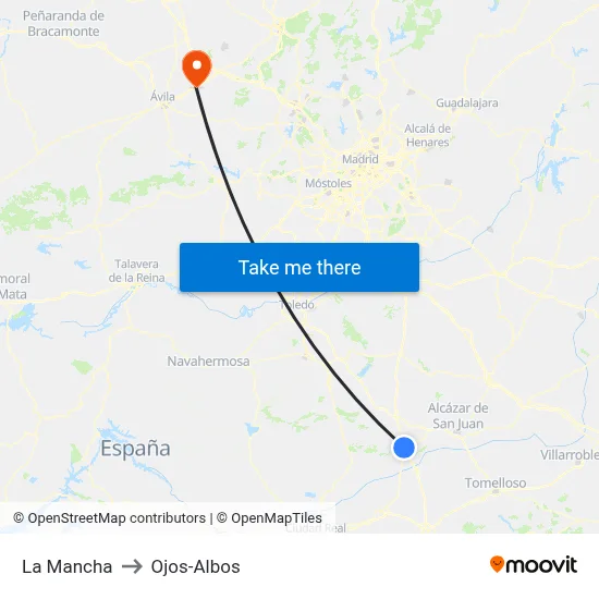 La Mancha to Ojos-Albos map