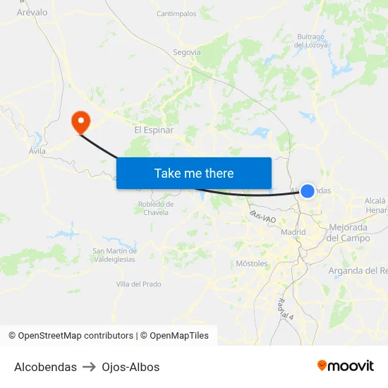 Alcobendas to Ojos-Albos map