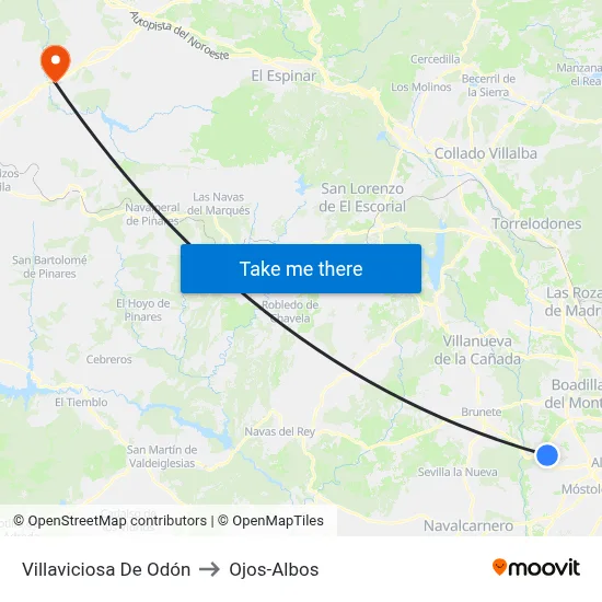 Villaviciosa De Odón to Ojos-Albos map