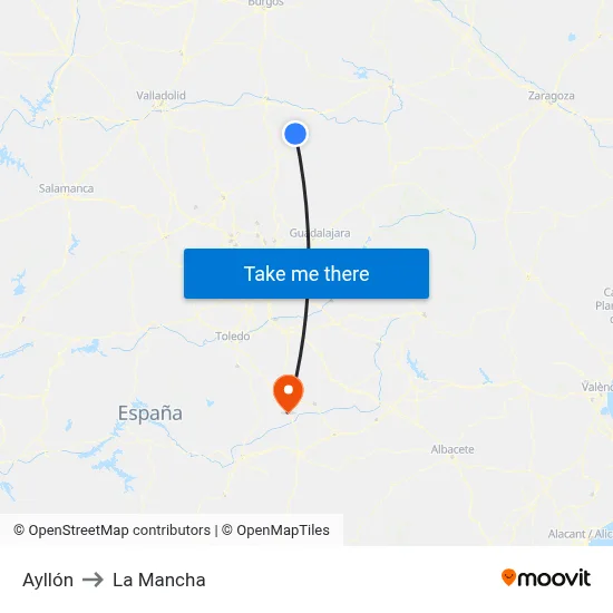Ayllón to La Mancha map