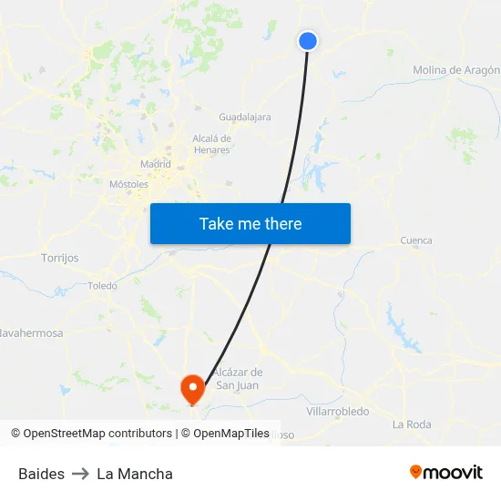 Baides to La Mancha map