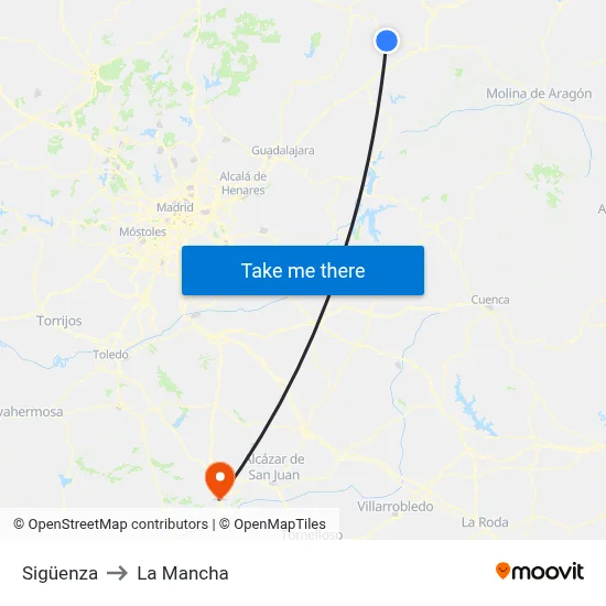 Sigüenza to La Mancha map