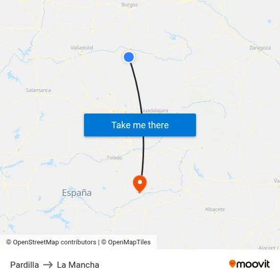 Pardilla to La Mancha map