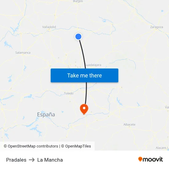 Pradales to La Mancha map