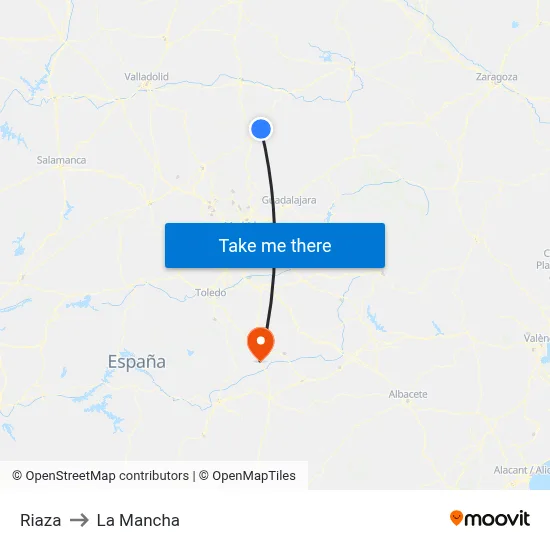 Riaza to La Mancha map
