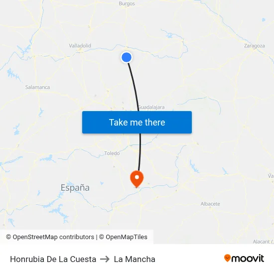 Honrubia De La Cuesta to La Mancha map