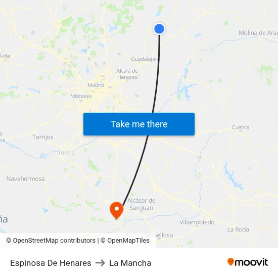 Espinosa De Henares to La Mancha map