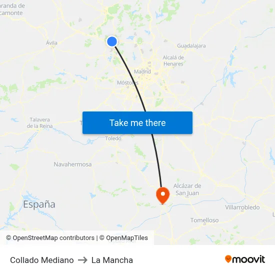 Collado Mediano to La Mancha map