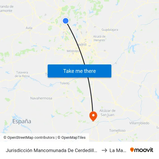Jurisdicción Mancomunada De Cerdedilla Y Navacerrada to La Mancha map