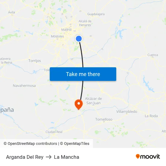 Arganda Del Rey to La Mancha map