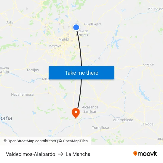 Valdeolmos-Alalpardo to La Mancha map