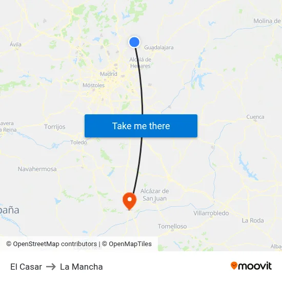 El Casar to La Mancha map