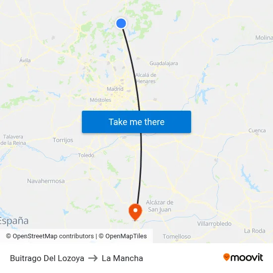 Buitrago Del Lozoya to La Mancha map