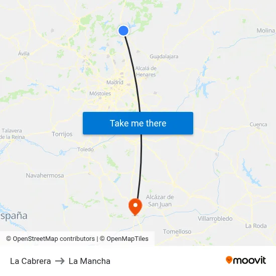 La Cabrera to La Mancha map