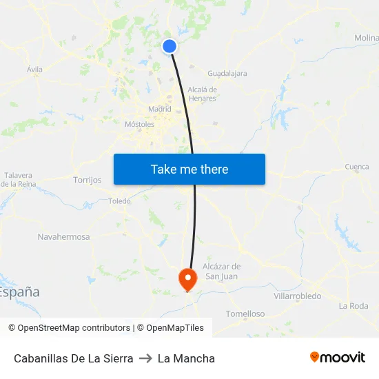 Cabanillas De La Sierra to La Mancha map