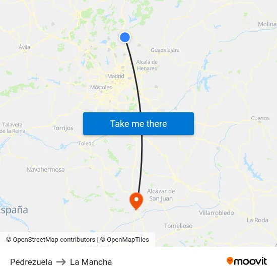 Pedrezuela to La Mancha map