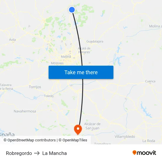 Robregordo to La Mancha map