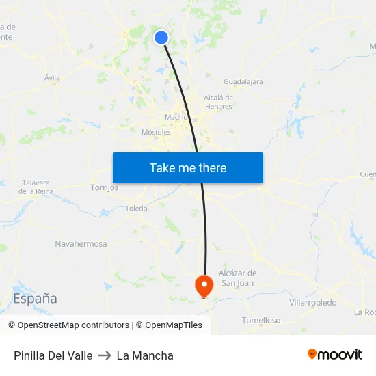 Pinilla Del Valle to La Mancha map