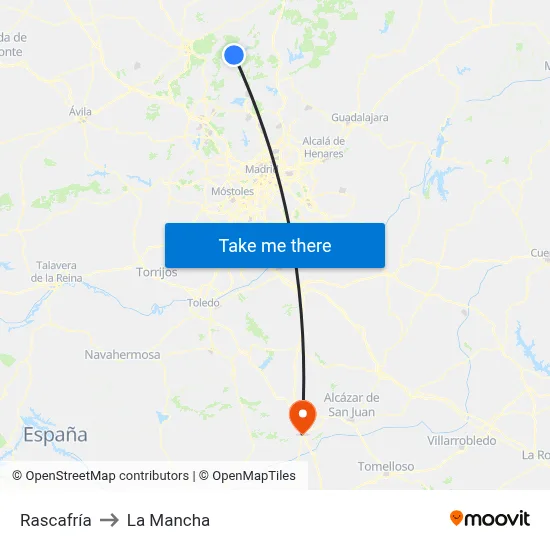 Rascafría to La Mancha map