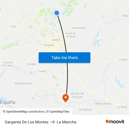 Garganta De Los Montes to La Mancha map