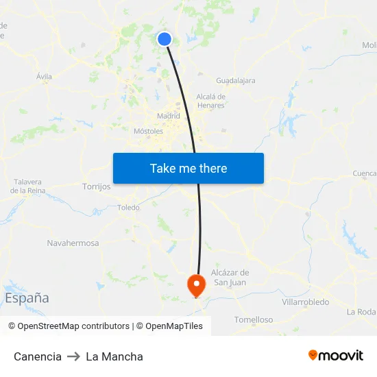 Canencia to La Mancha map