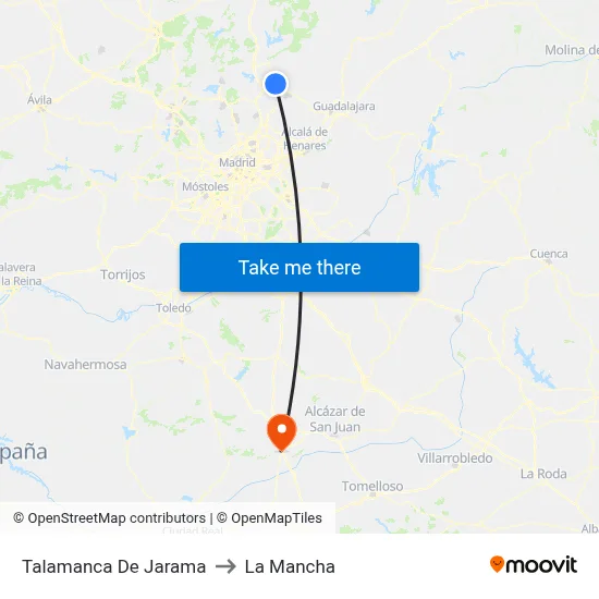 Talamanca De Jarama to La Mancha map