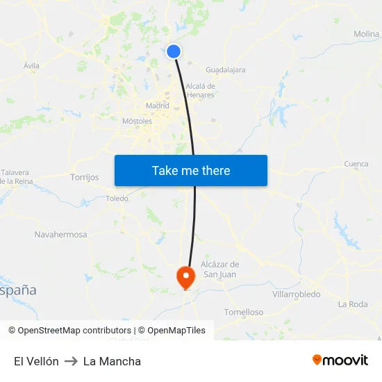 El Vellón to La Mancha map