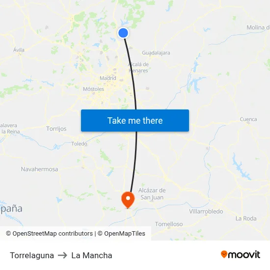 Torrelaguna to La Mancha map