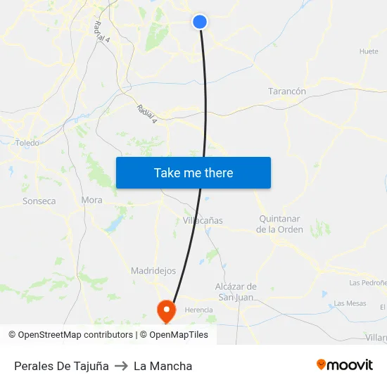 Perales De Tajuña to La Mancha map