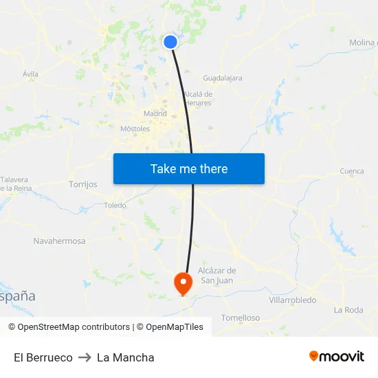 El Berrueco to La Mancha map