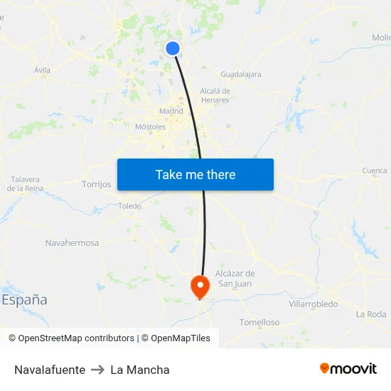 Navalafuente to La Mancha map