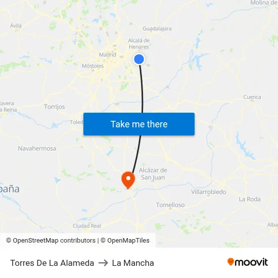 Torres De La Alameda to La Mancha map