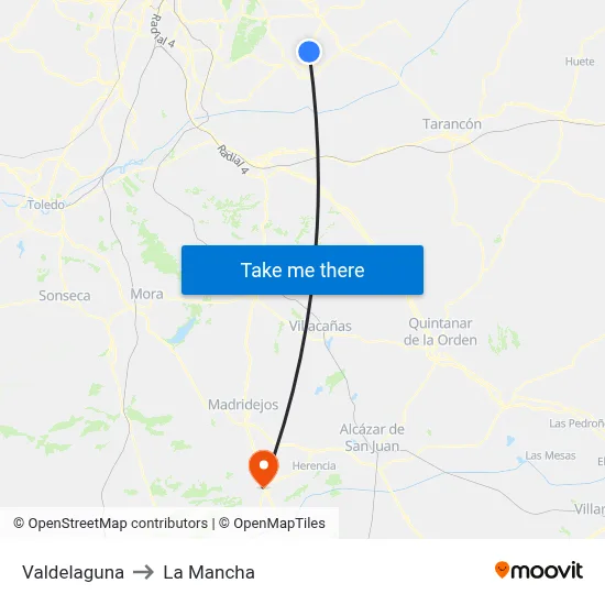 Valdelaguna to La Mancha map