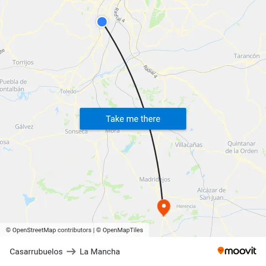 Casarrubuelos to La Mancha map