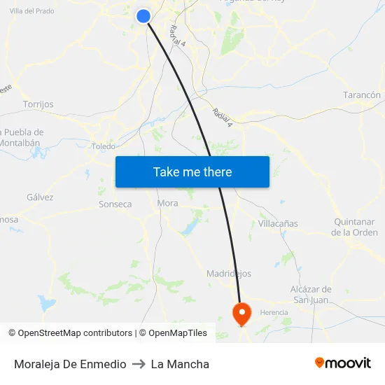 Moraleja De Enmedio to La Mancha map