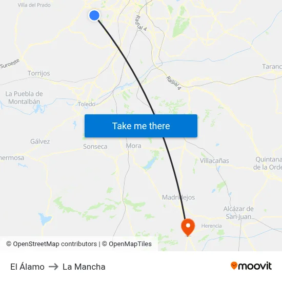 El Álamo to La Mancha map