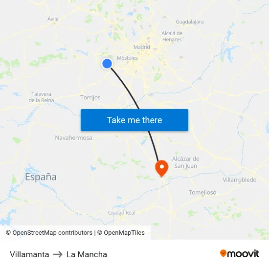 Villamanta to La Mancha map