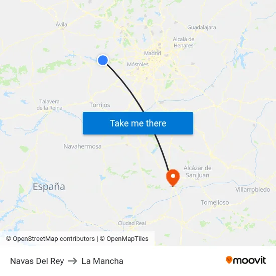 Navas Del Rey to La Mancha map