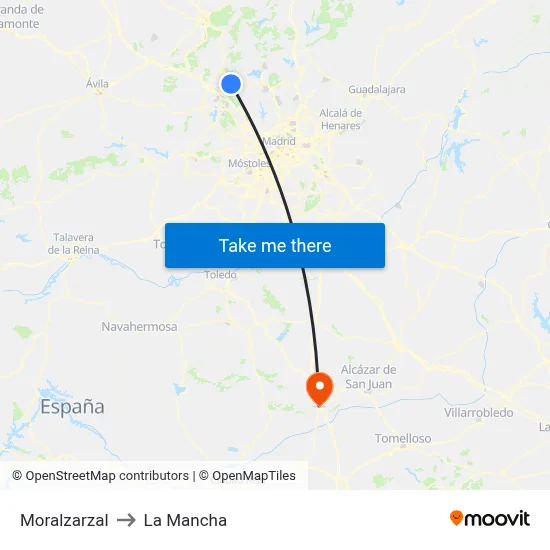 Moralzarzal to La Mancha map