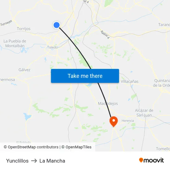 Yunclillos to La Mancha map