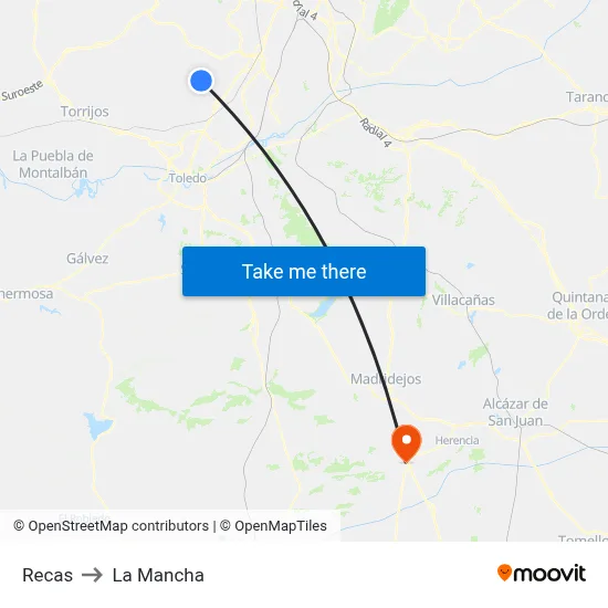 Recas to La Mancha map