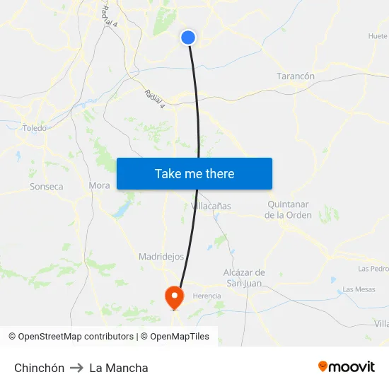 Chinchón to La Mancha map