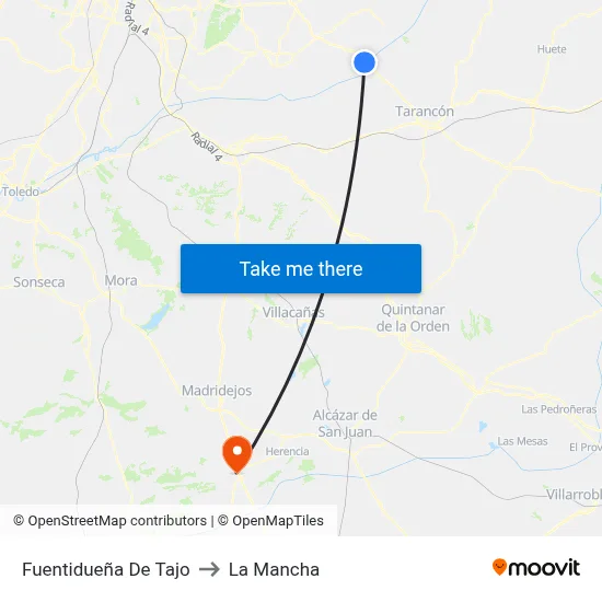 Fuentidueña De Tajo to La Mancha map
