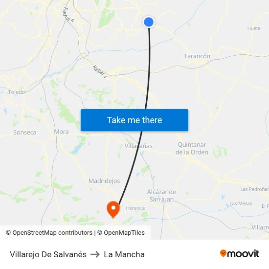 Villarejo De Salvanés to La Mancha map