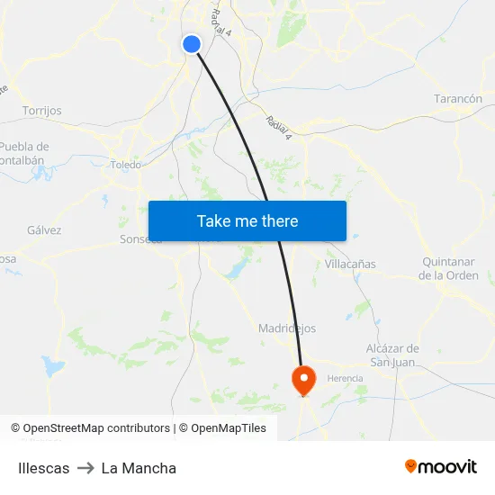 Illescas to La Mancha map