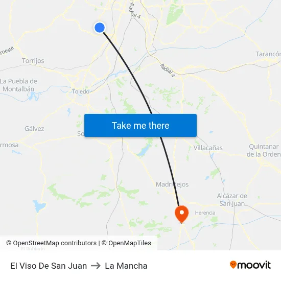 El Viso De San Juan to La Mancha map